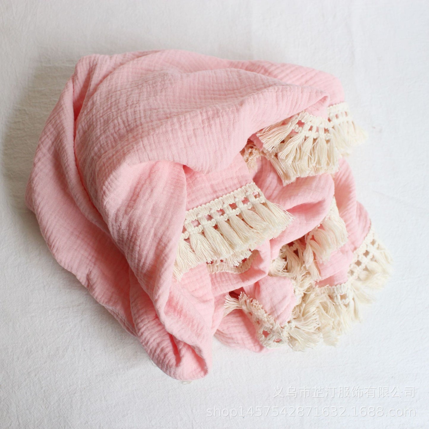 Double Yarn Tassel Baby Blanket