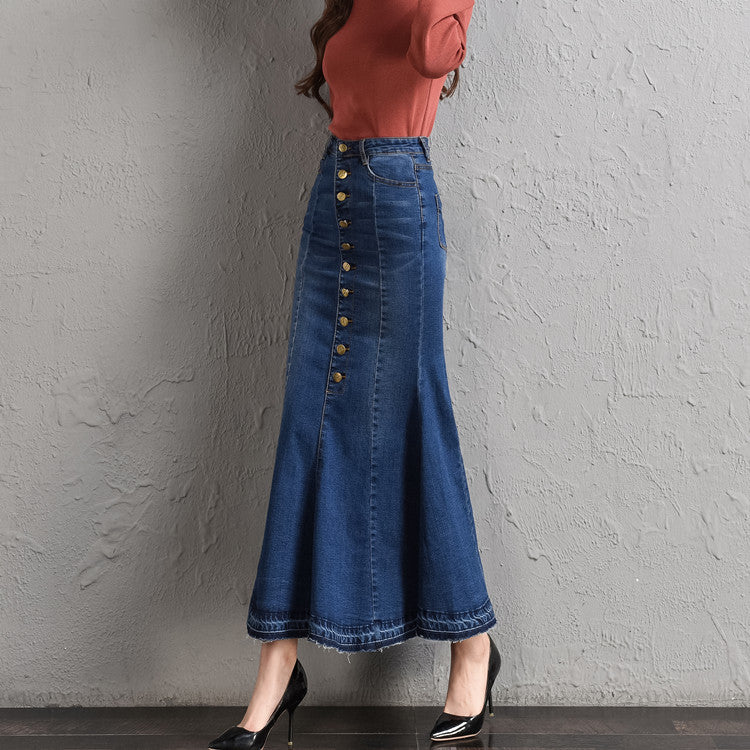 Button up, Mermaid Denim skirt