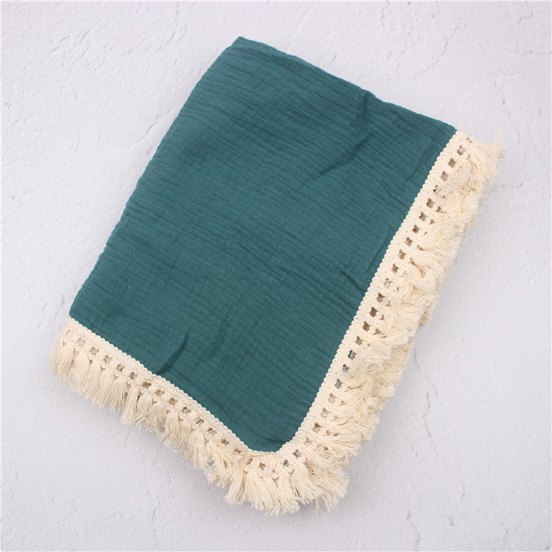 Double Yarn Tassel Baby Blanket