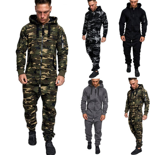 Men's Hooded Fleece, Camouflage Jumpsuit