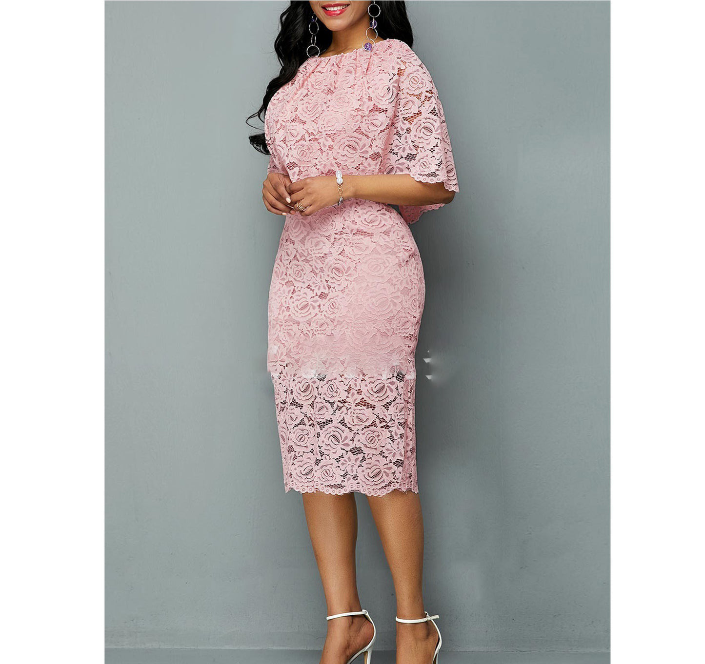 Pink Rose, Lace Dress for women