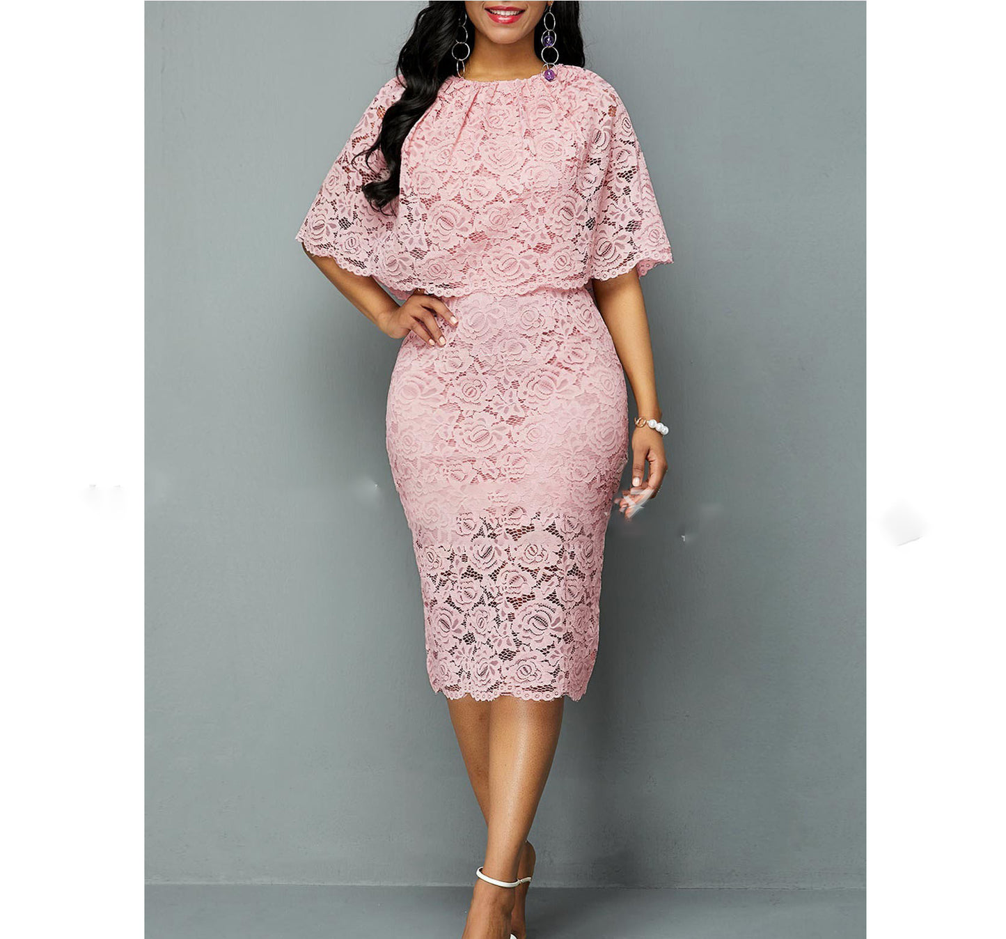 Pink Rose, Lace Dress for women