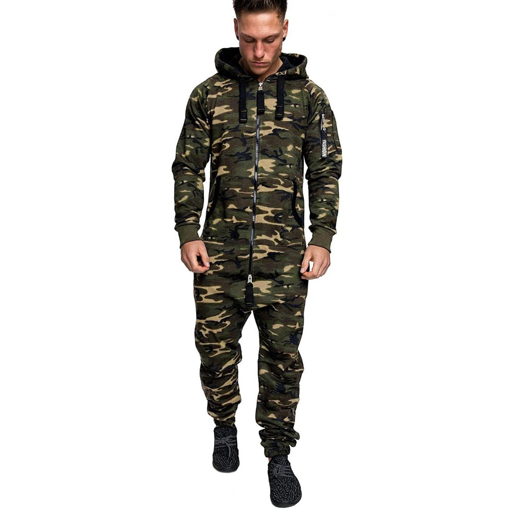 Men's Hooded Fleece, Camouflage Jumpsuit