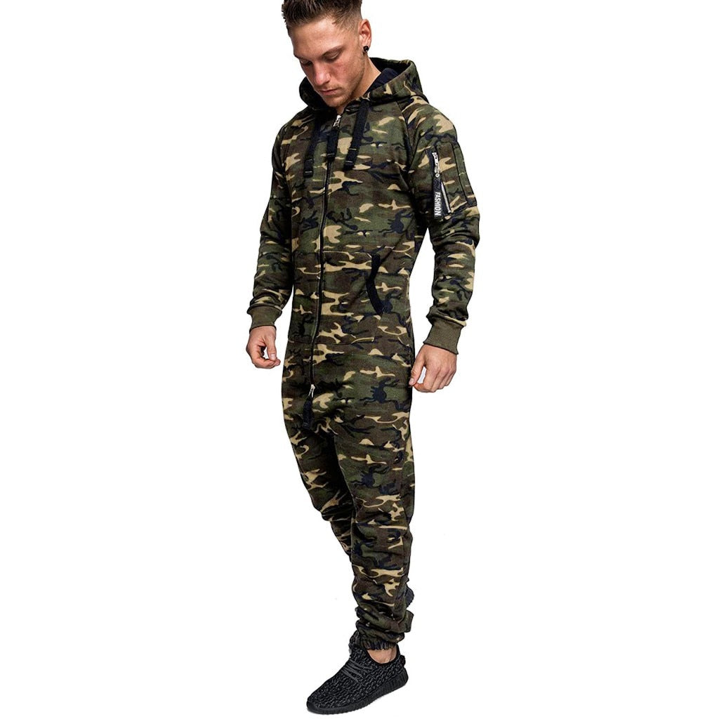 Men's Hooded Fleece, Camouflage Jumpsuit