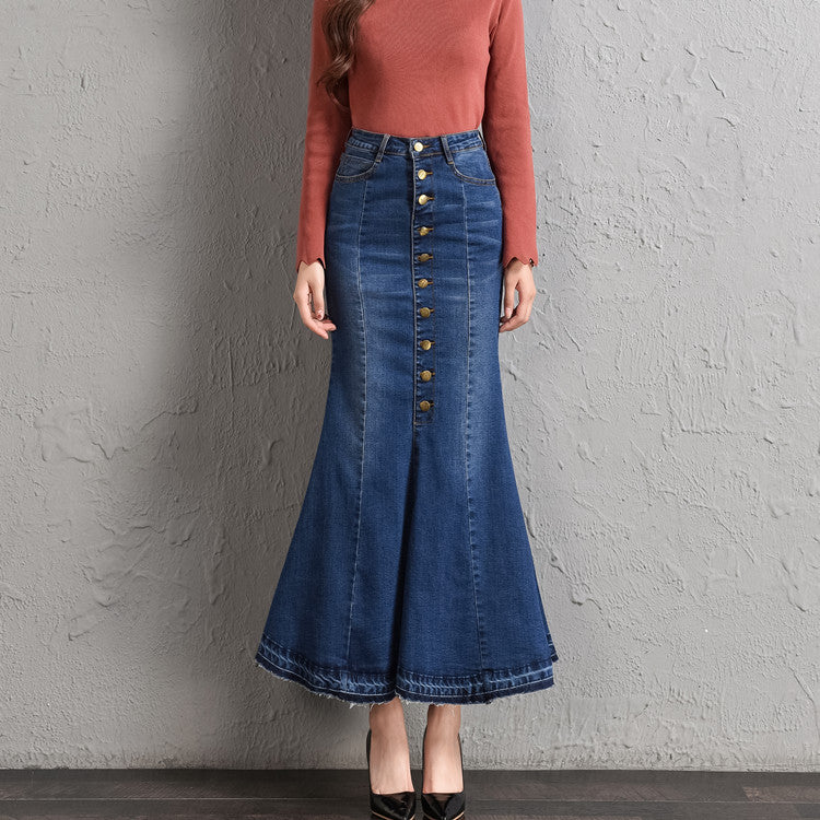 Button up, Mermaid Denim skirt