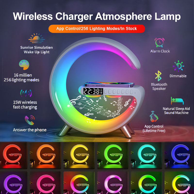 *New* Intelligent, G Shaped, LED Lamp with Bluetooth Speaker & Wireless Charger