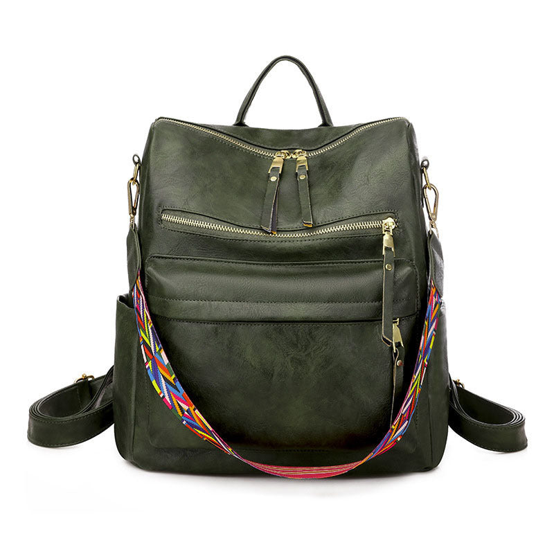 Ladies Vintage Soft Leather Backpack, large capacity