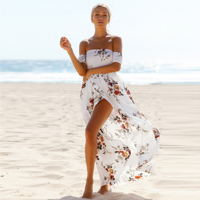 Boho style, long, Off shoulder, beach dresses