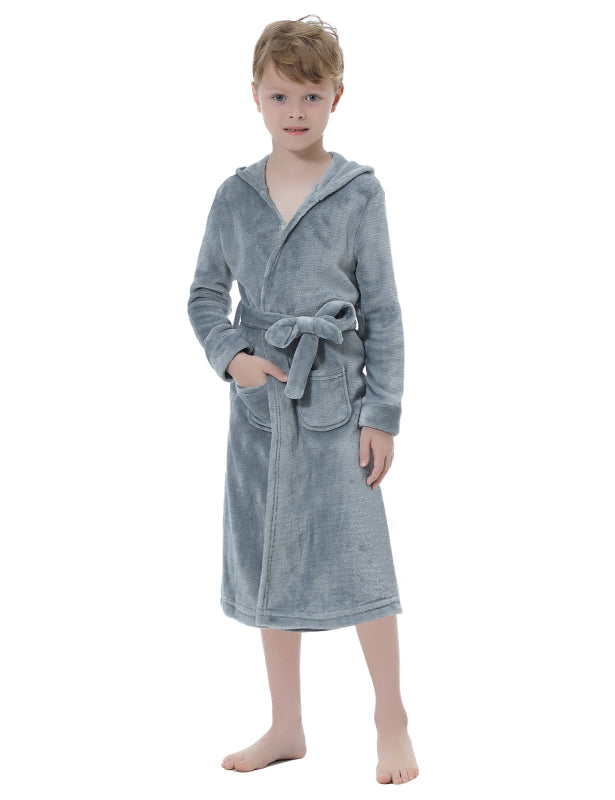 Boy's Solid Color Flannel Robe