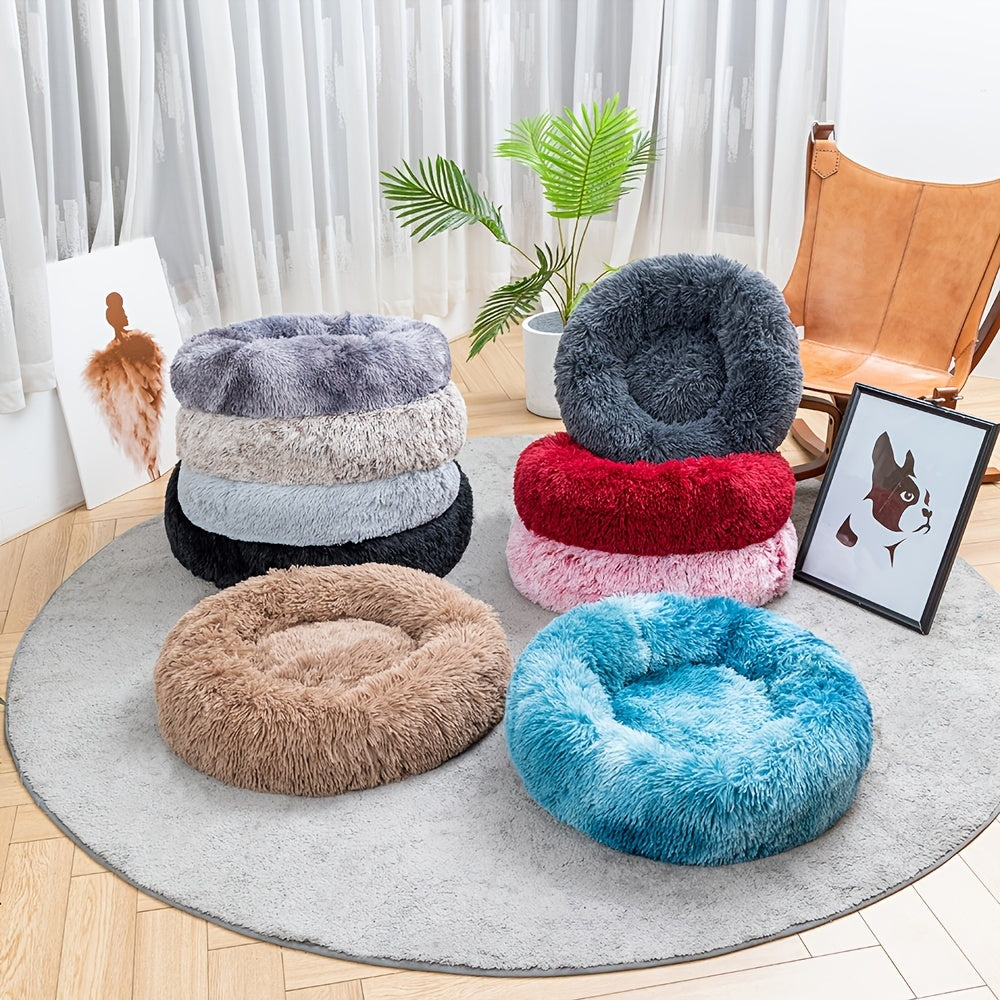 Calming Plush Pet Cushion, Sofa Pet Bed, Fluffy Pillow Nest For Small & Medium Animals