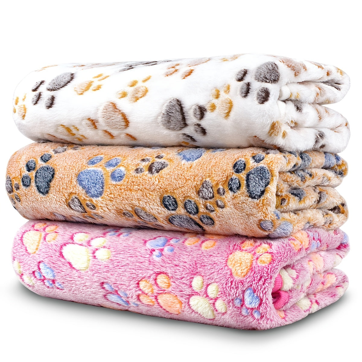 Cute Paw Pattern Blankets For Pets, 3 Pack