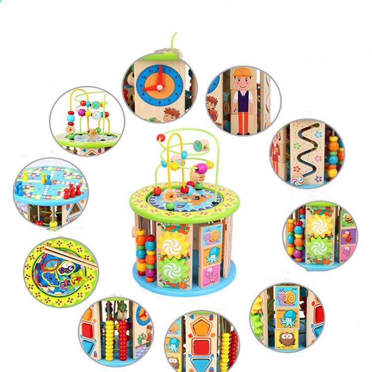 Treasure Box Toys Multi-functional 10-in-one Puzzle, Bead Around, Wooden Toy