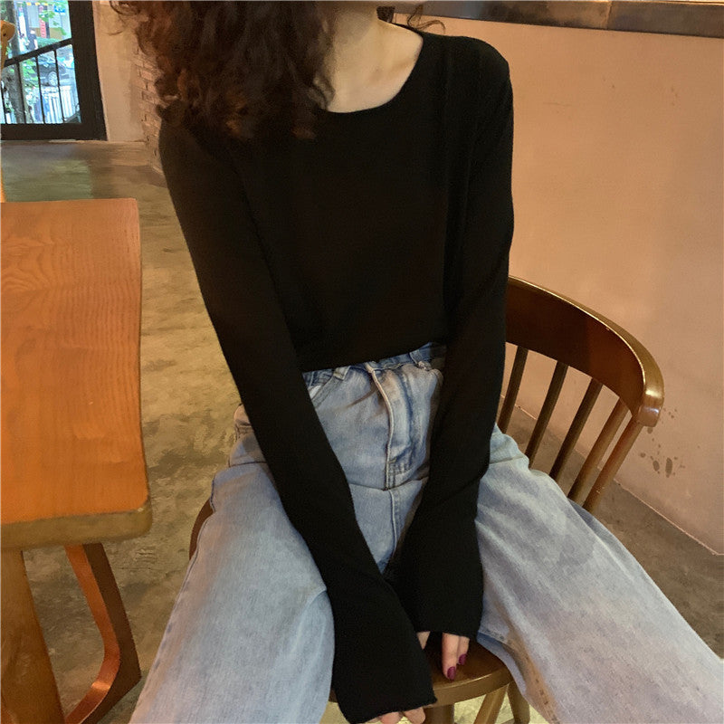 Solid Color, Long sleeved Sweater for women