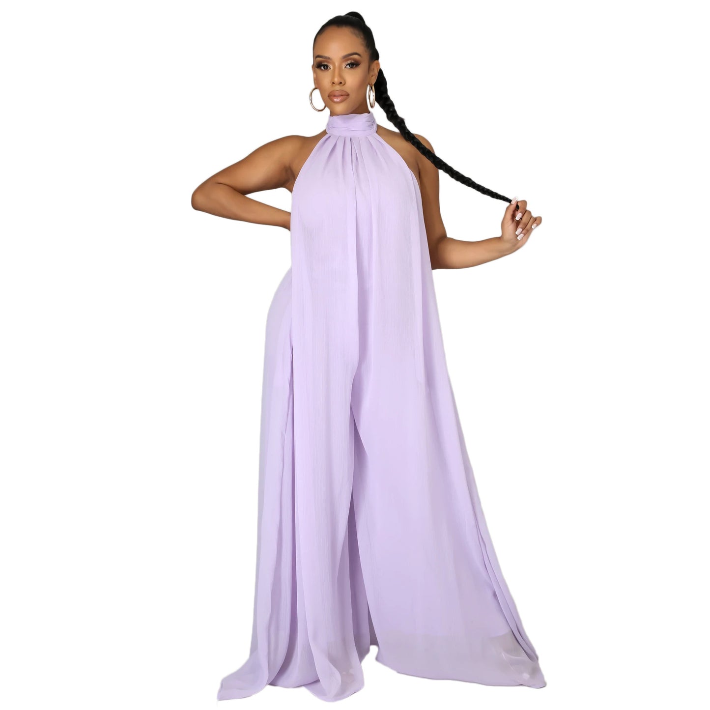 Chiffon, Loose, Backless Women's Jumpsuit