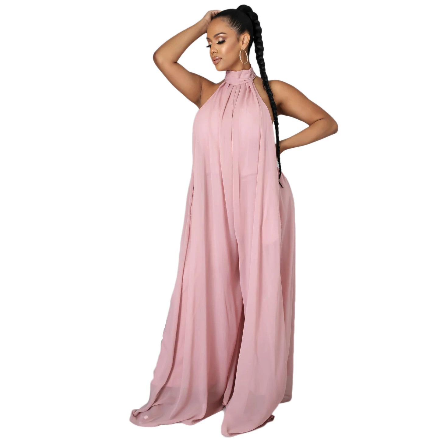 Chiffon, Loose, Backless Women's Jumpsuit