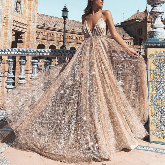 Elegant Evening Gown, with train