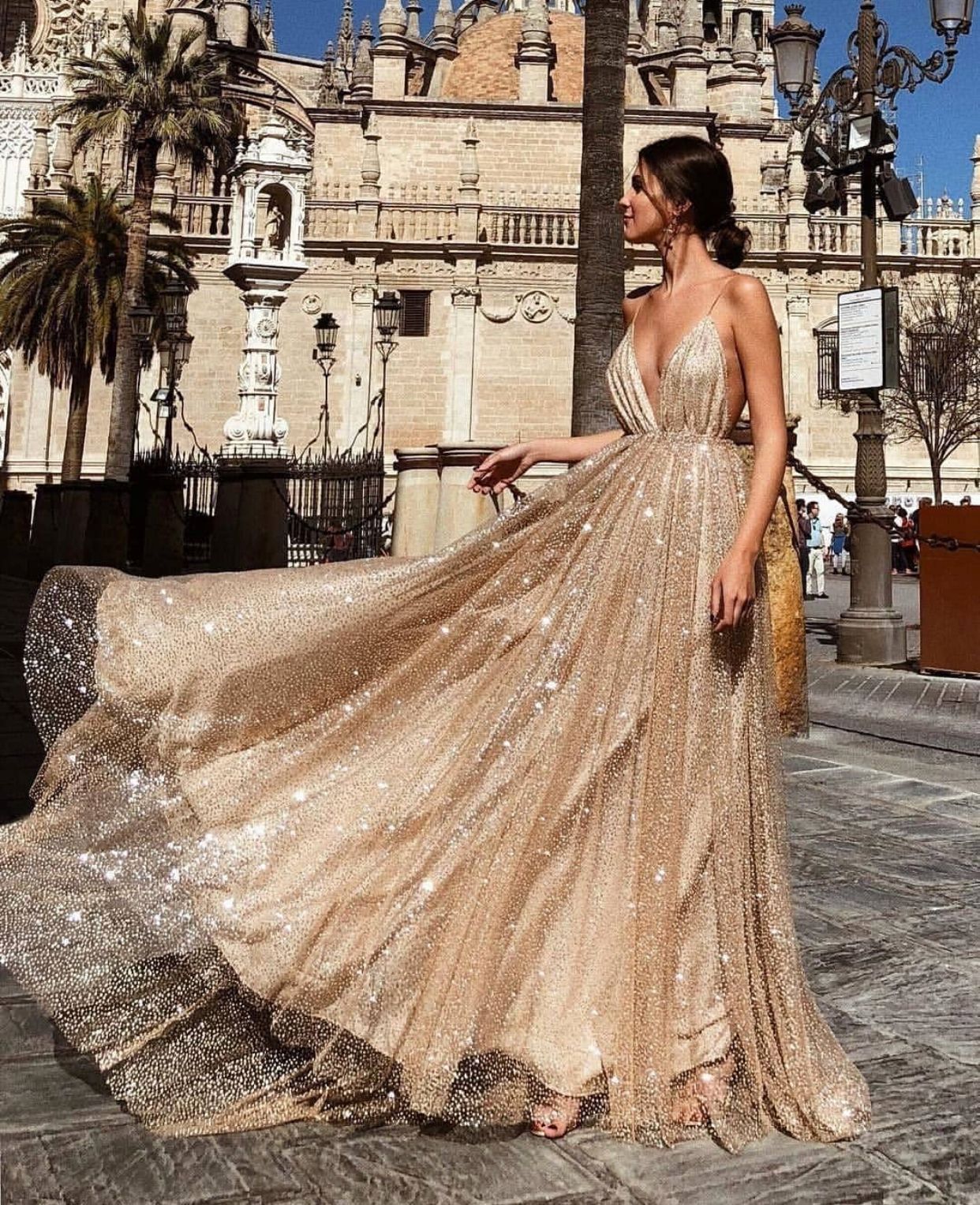 Elegant Evening Gown, with train