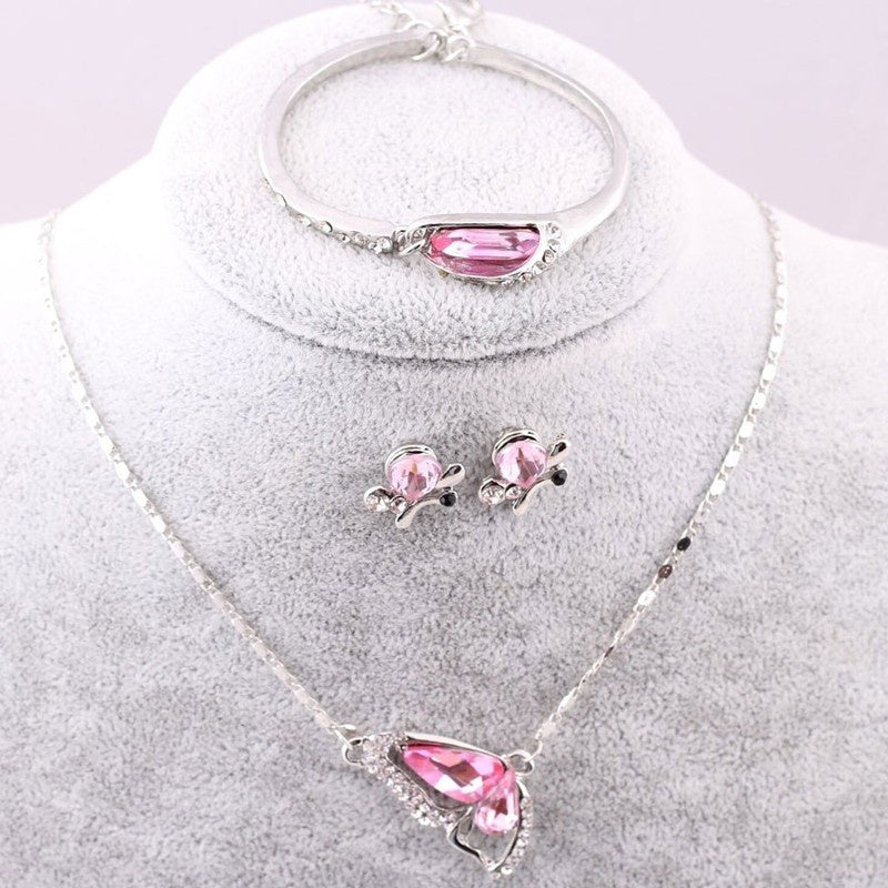 Butterfly Crystal Collection, Necklace,Earrings, & Bracelet Jewelry Set