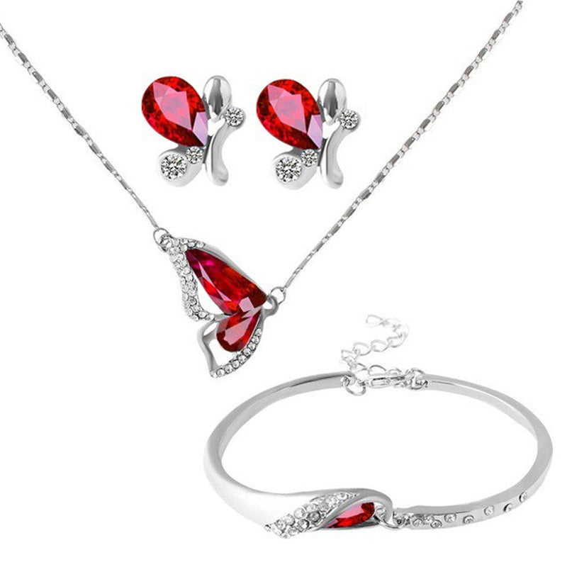 Butterfly Crystal Collection, Necklace,Earrings, & Bracelet Jewelry Set