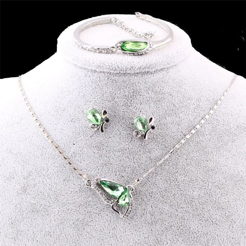 Butterfly Crystal Collection, Necklace,Earrings, & Bracelet Jewelry Set