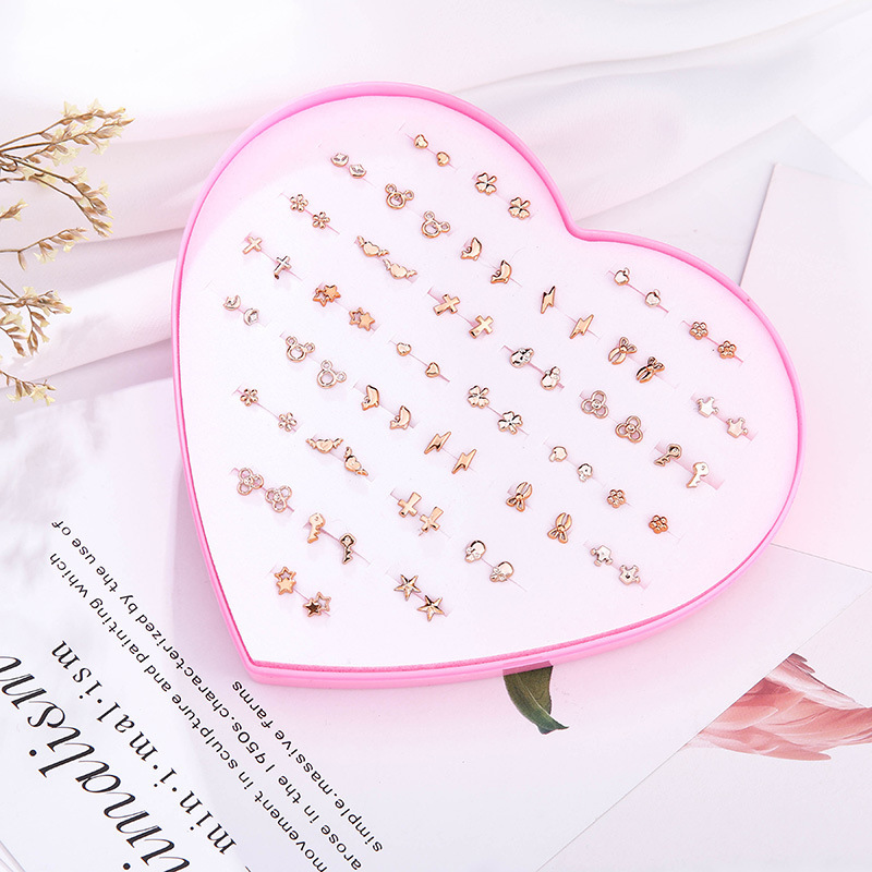 36 Pairs Of  Elegant Golden Stud Earrings