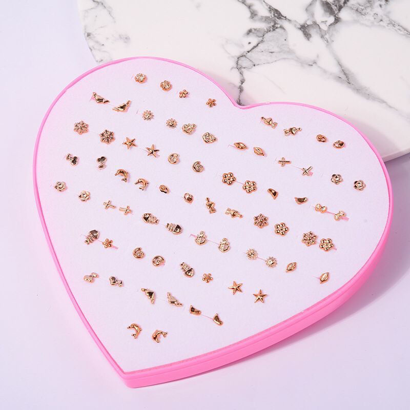 36 Pairs Of  Elegant Golden Stud Earrings