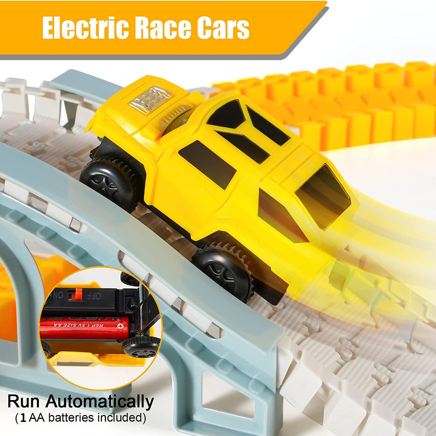 236 PCS Construction Race Tracks , 5 PCS Construction Car And Flexible Track Playset Create A Engineering Road