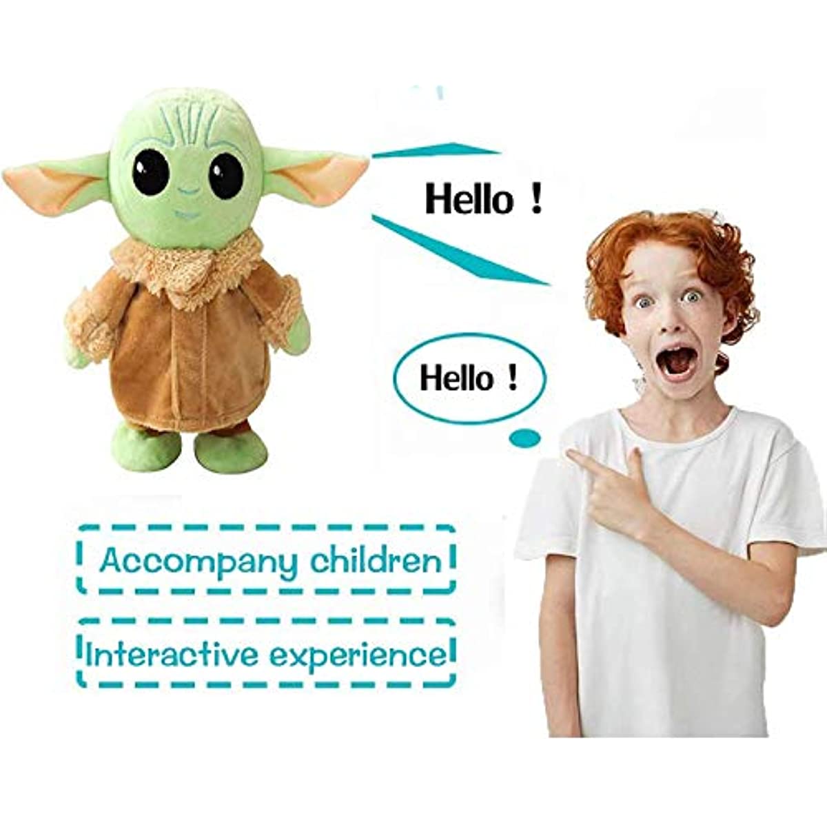 Talking Plush Baby Yoda 7.8 Inch, Walks & Repeats What You Say