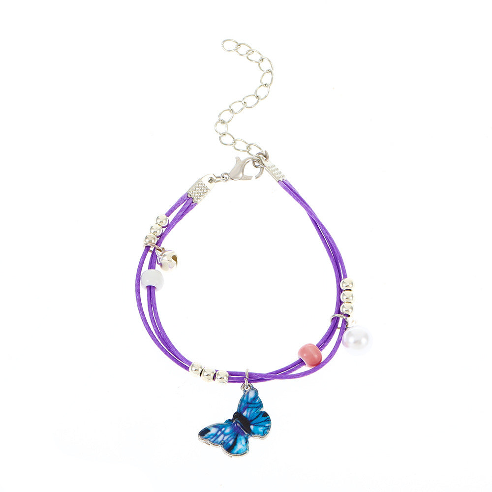 Blue Braided Butterfly Bracelet