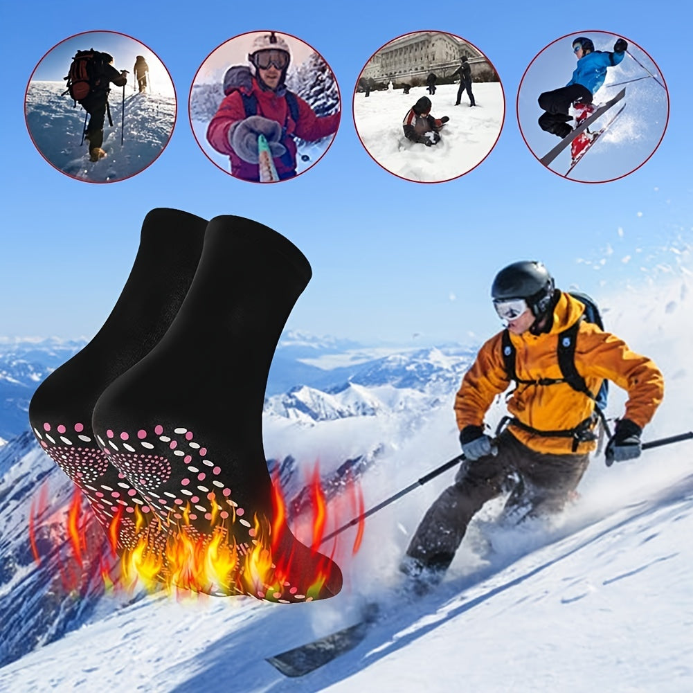 6 pairs Heated Socks, Self Heating Socks For Men & Women, Massage & Anti-Freezing foot warmer.  Good for Fishing, Camping, Hiking, Skiing, & everyday use!