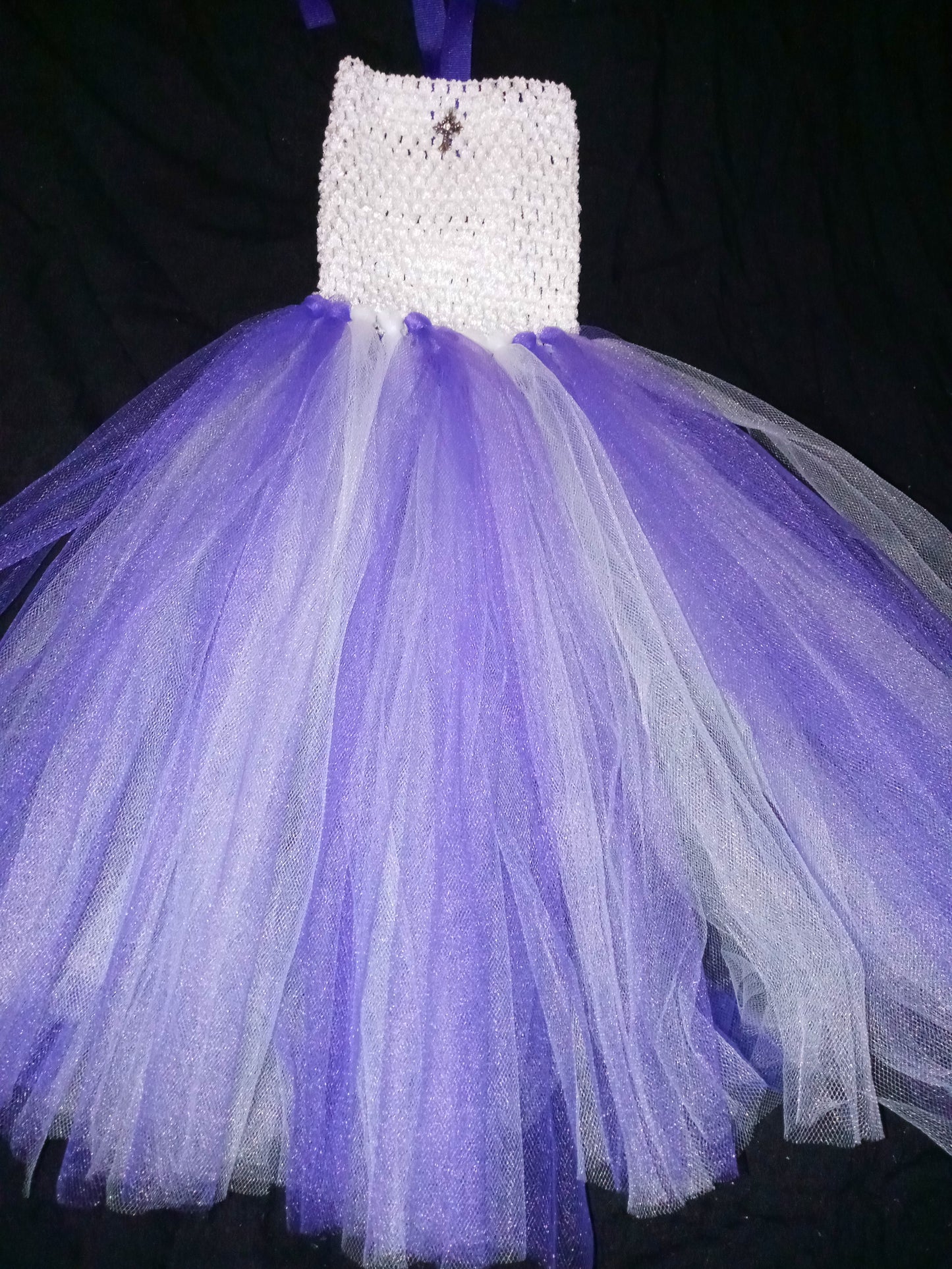 Purple & white Tutu dress w/ cross