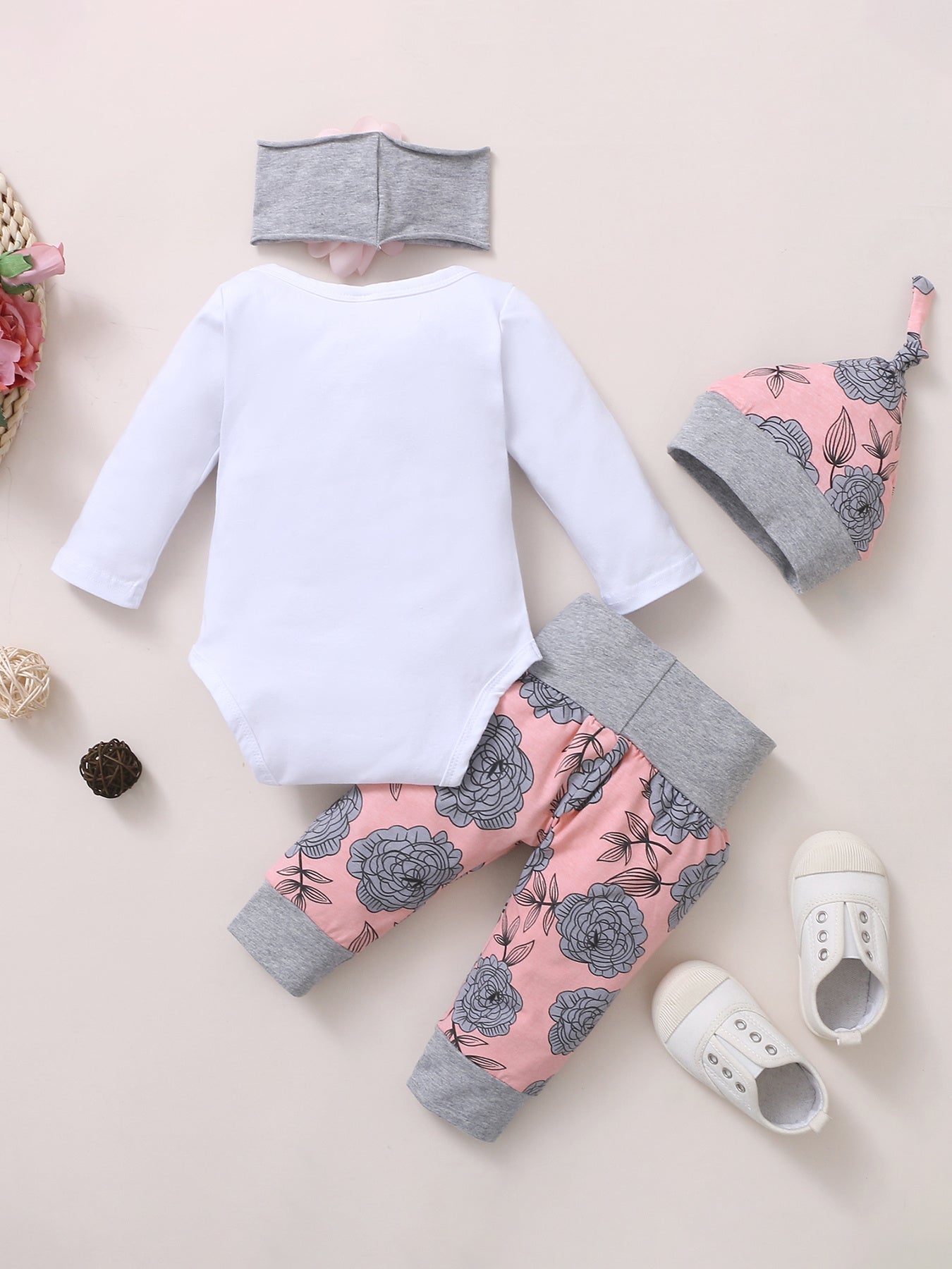 Adored Baby Girl 4 pc Outfit Set