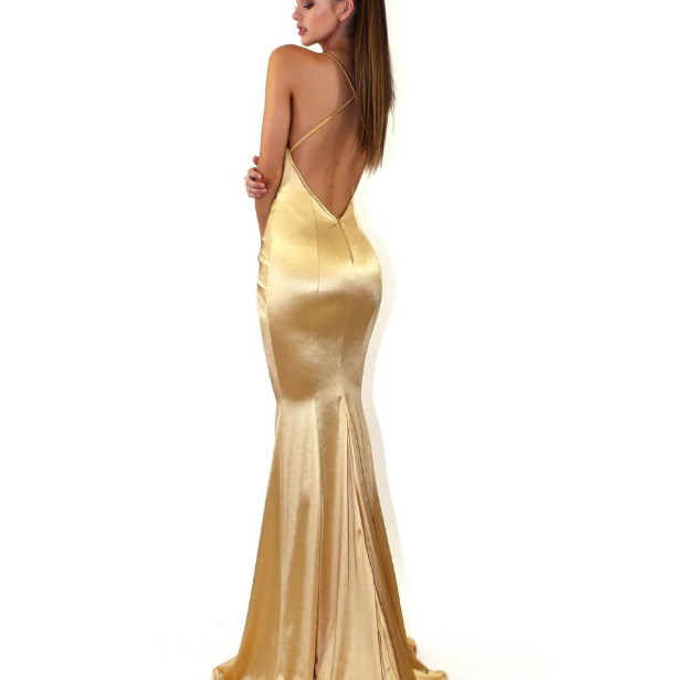 Women's backless, Satin Evening Gown