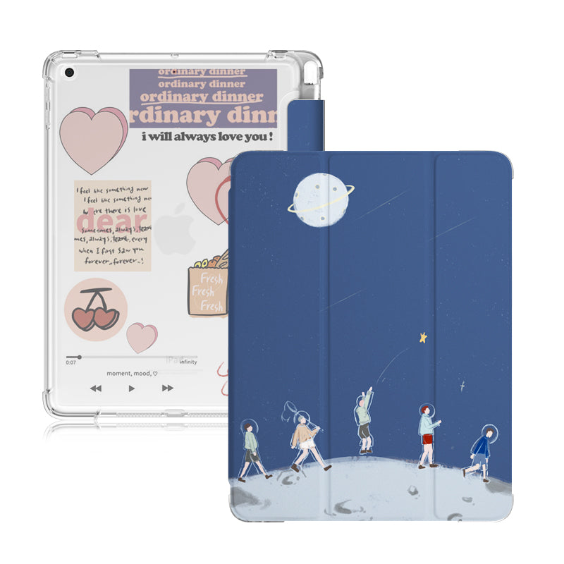 Silicone covered flat shell & stickers, Compatible with Apple IPad