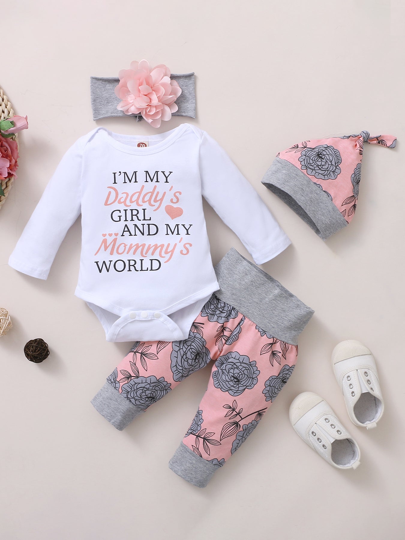 Adored Baby Girl 4 pc Outfit Set