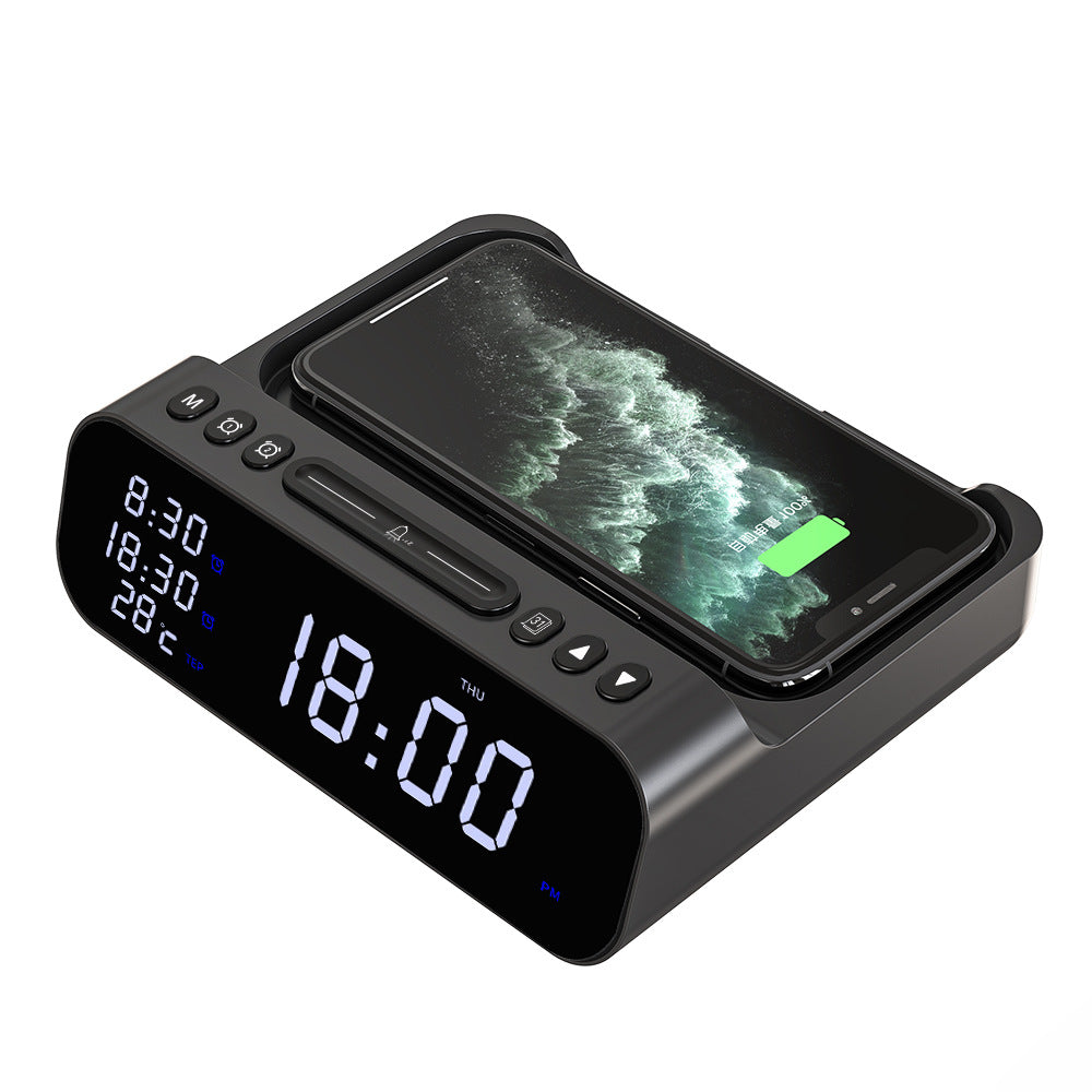 Multi Alarm Clock with Fast Charging Mobile Phone Charging Station, USB, and built-in thermostat