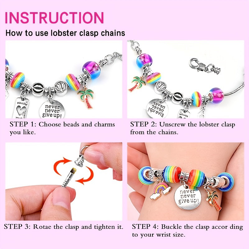 Charm Bracelet Making Kit, Including Beads & Snake Chains