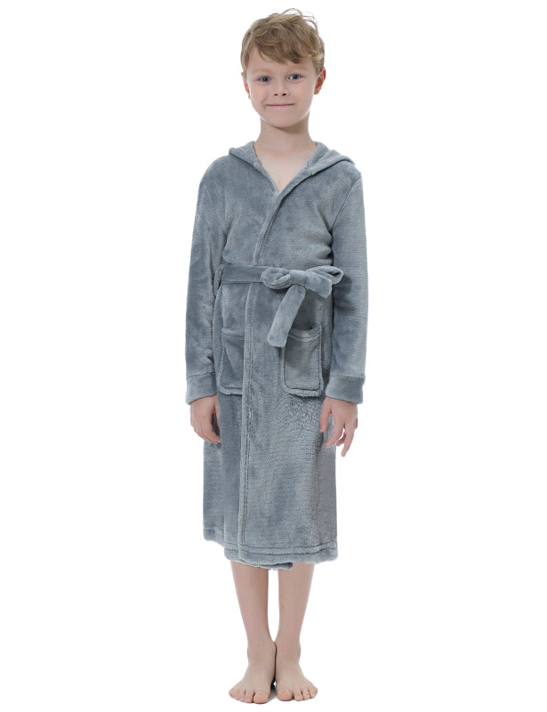 Boy's Solid Color Flannel Robe