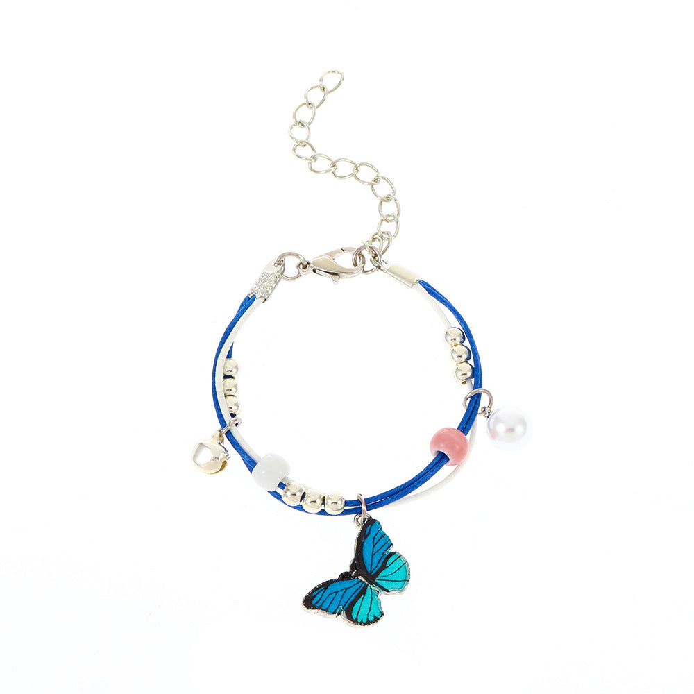 Blue Braided Butterfly Bracelet