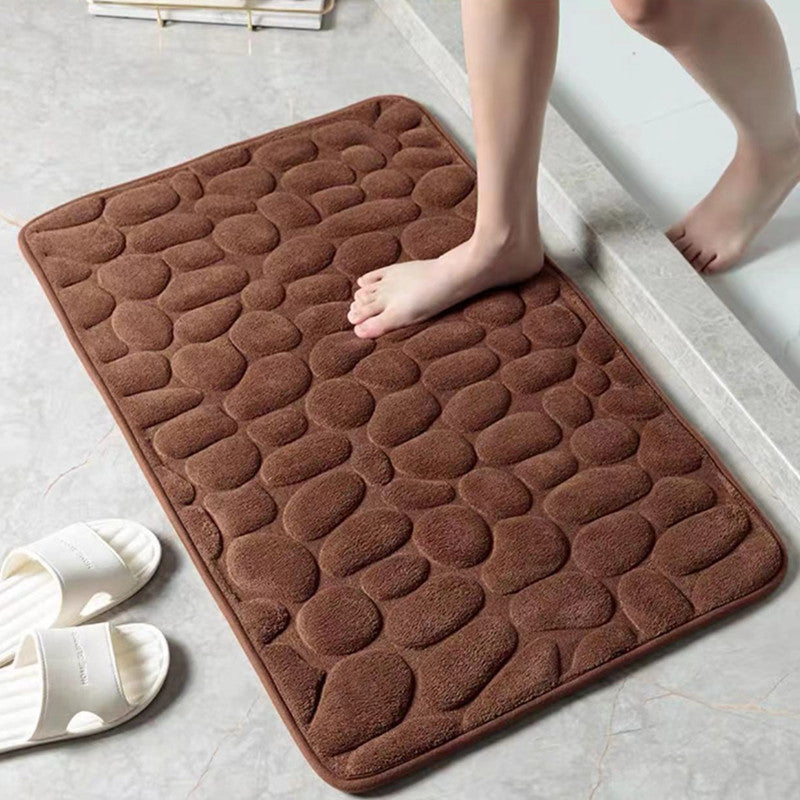 Cobblestone Embossed Bath Mat, Memory Foam Pad, Washable, Rapid Water Absorbent, Non-Slip, Thick, Soft And Comfortable