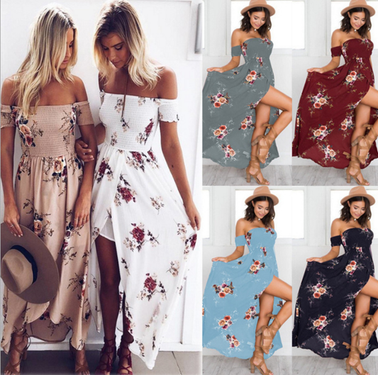 Boho style, long, Off shoulder, beach dresses