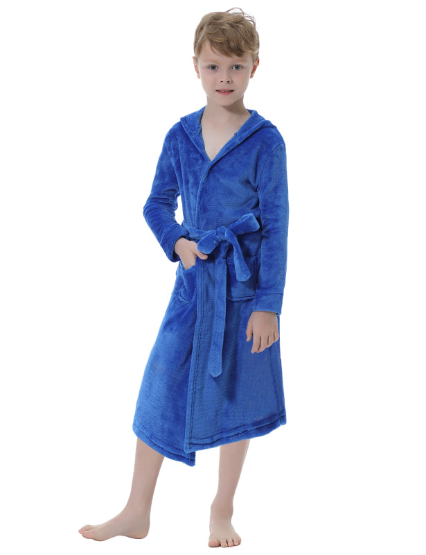 Boy's Solid Color Flannel Robe