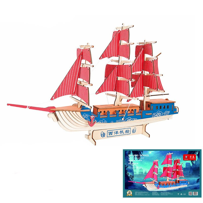 Asian Ship, Wooden 3D Puzzle Toys