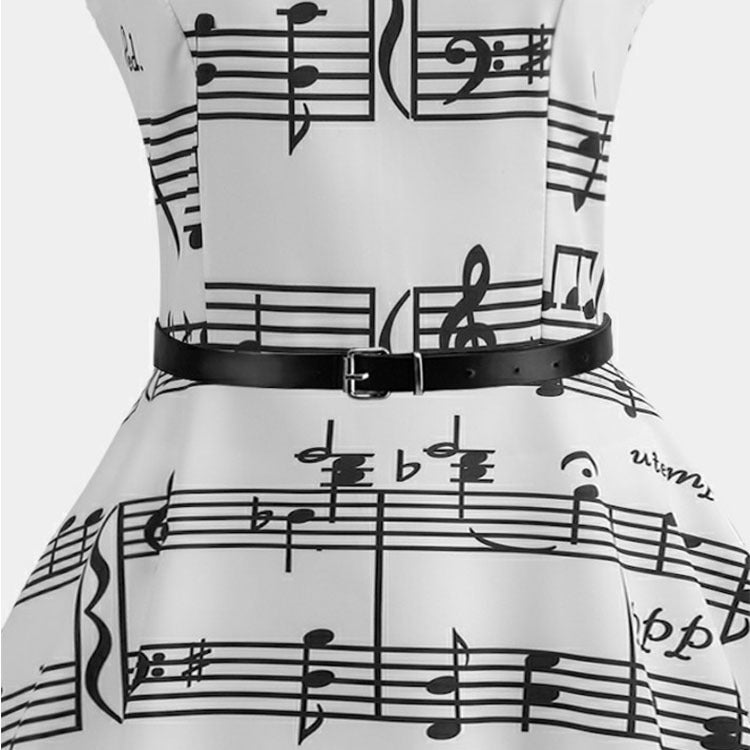 Retro Music Print Dress