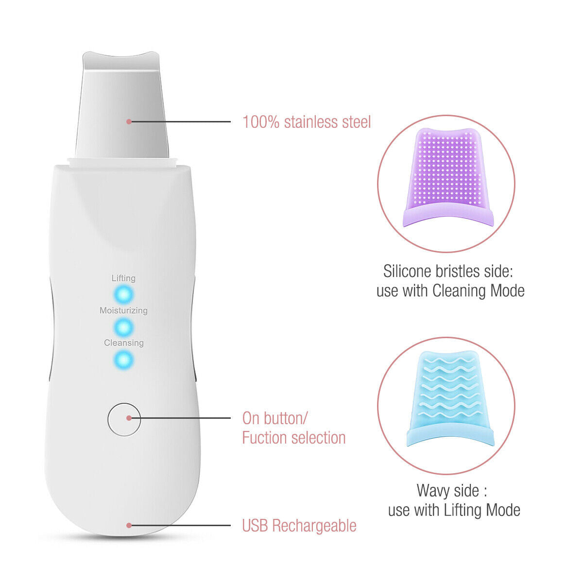 Ultrasonic, Deep Facial Cleaning Machine, with Peeling Shovel, Facial Pore Cleaner, & Pore Blackhead Remover