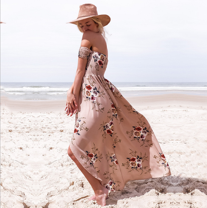 Boho style, long, Off shoulder, beach dresses