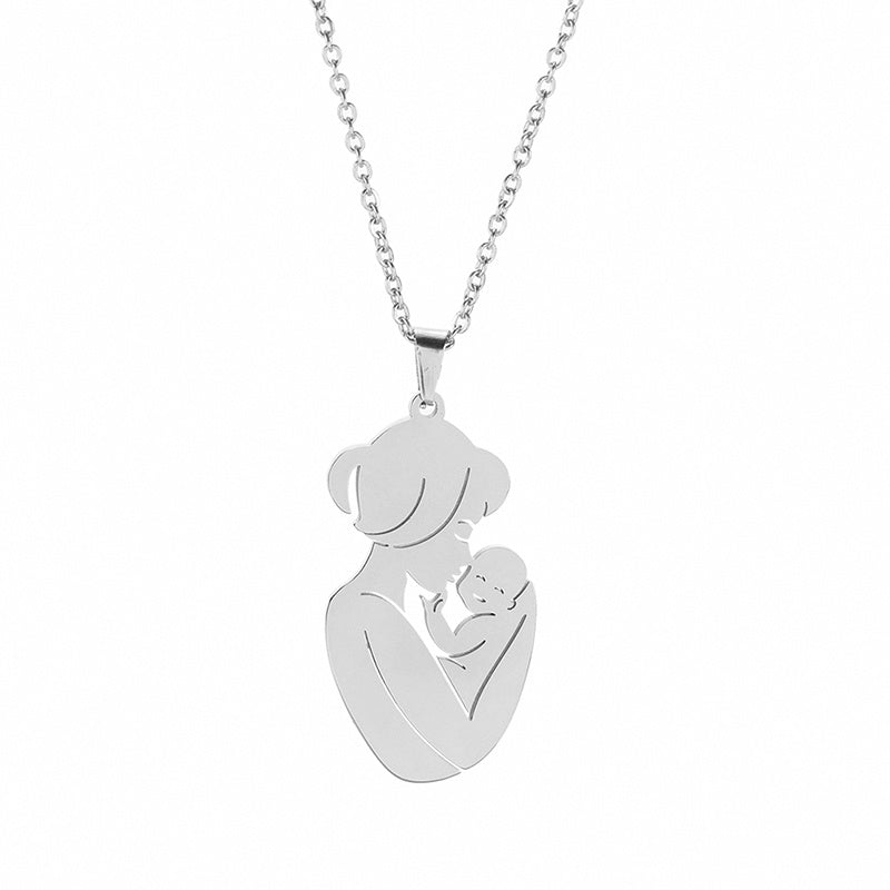 Mom Kissing Baby Necklace