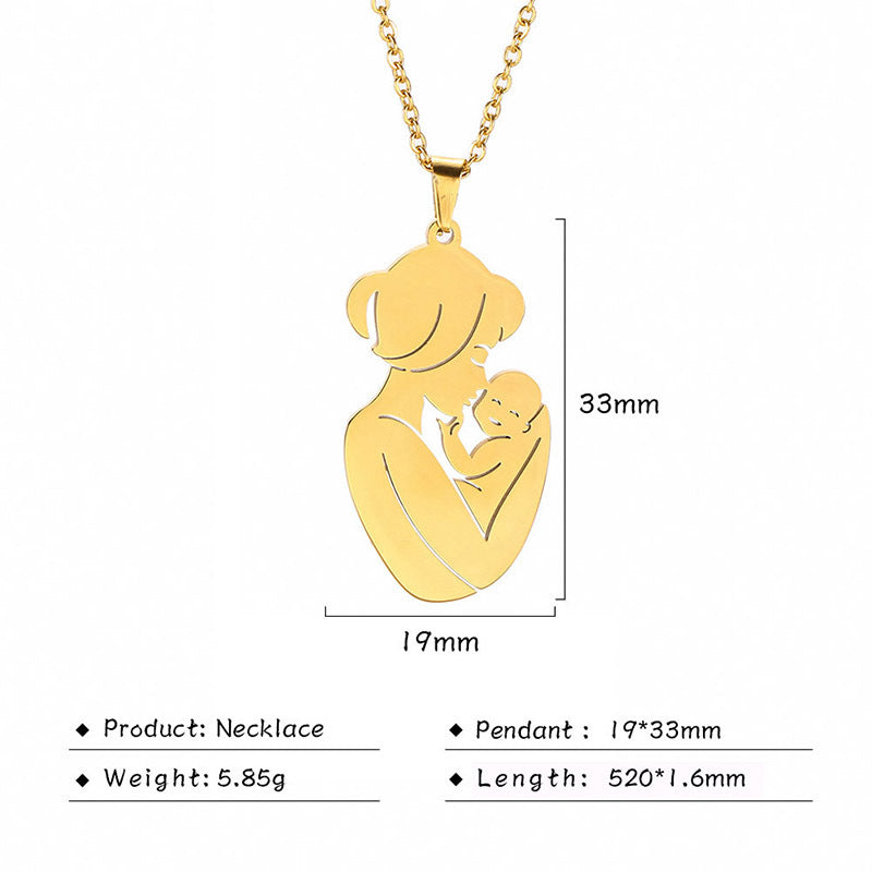 Mom Kissing Baby Necklace