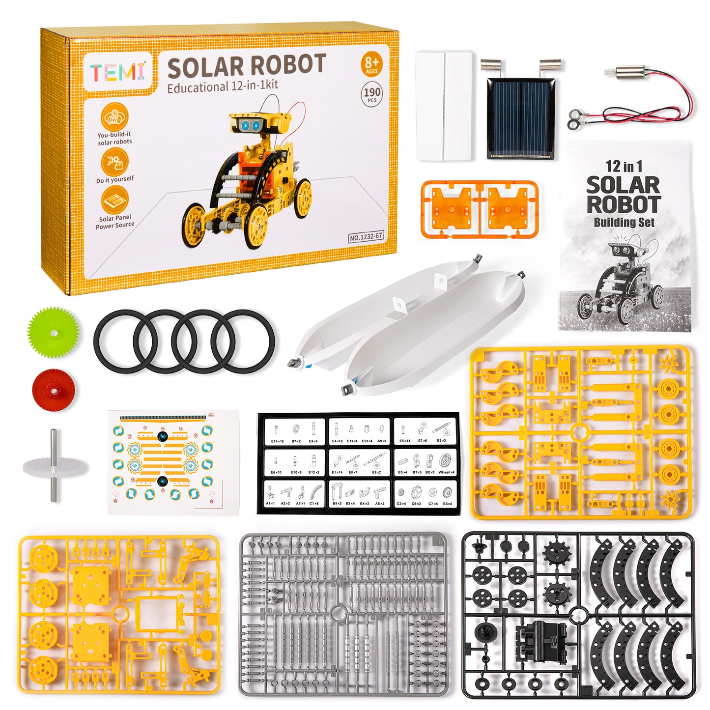 STEM Solar Robot Kit, 12-in-1 Educational STEM Science Experiment Toy, Solar Powered