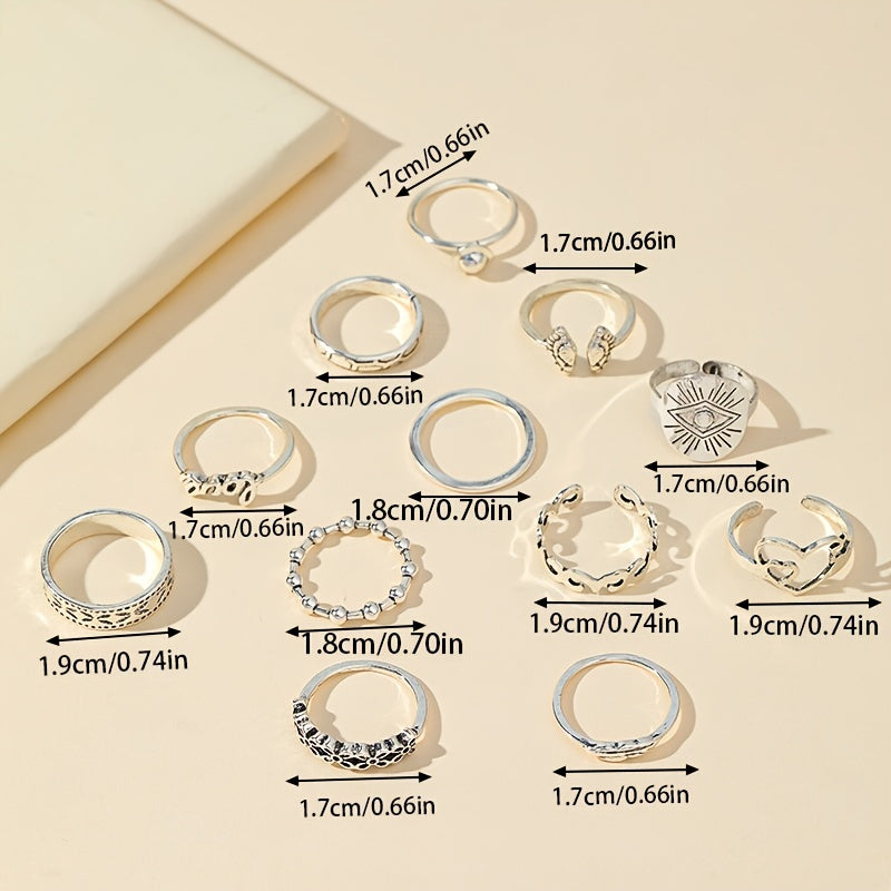 12pc  Vintage Silver Ring Jewelry